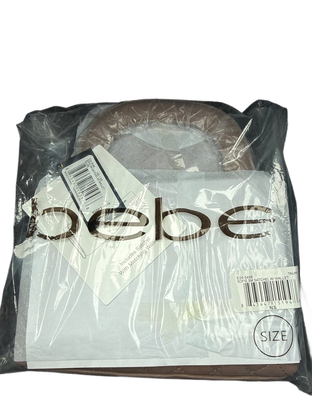 bebe Taupe Mini Satchel with Top Handles